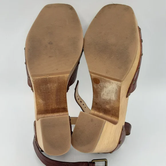 Lucky Brown Nelora Retro Boho Leather Upper Wooden Platform Heel - Picture 11 of 13